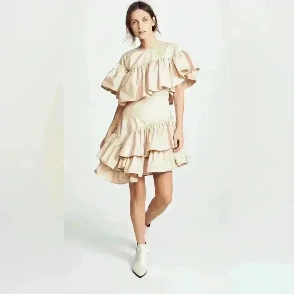 3.1 Phillip Lim Beige Asymmetrical Ruffle Dress